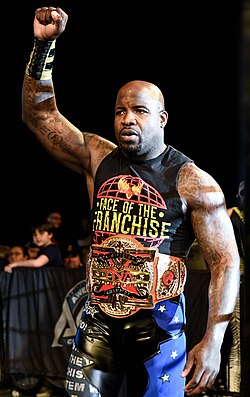 Moose with his custom version of the belt in 2025.