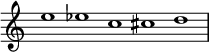 
{
\override Score.TimeSignature
#'stencil = ##f
\override Score.SpacingSpanner.strict-note-spacing = ##t
  \set Score.proportionalNotationDuration = #(ly:make-moment 3/2)
    \relative c'' {
        \time 5/1
        \set Score.tempoHideNote = ##t \tempo 1 = 60
        e1 es c cis d
    }
}
