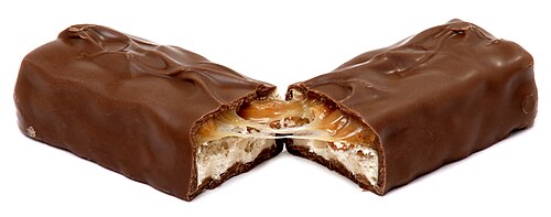 Snickers bar, a combination chocolate bar