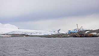 Rothera seen from a ship in January 2026