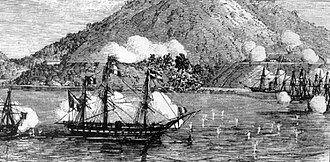 French warships off Đà Nẵng (Tourane) September 1858. What started as a punitive campaign against the Vietnamese, had turned into a defeat for the Franco-Spanish Force.