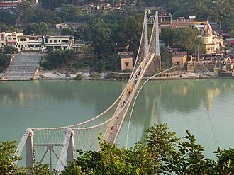 Ram Jhula Bridge across the Ganges at Muni Ki Reti, built in the 1980s