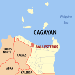 Map of Cagayan with Ballesteros highlighted