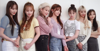 Hot Issue in July 2021. From left to right: Nahyun, Hyeongshin, Yewon, Mayna, Dain, Yebin, and Dana
