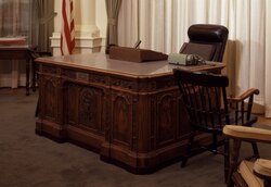 Replica of the Resolute desk in the Kennedy Library