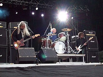 Dinosaur Jr. performing in Stockholm, Sweden, in June 2008 (Left to right: J Mascis, Murph, Lou Barlow)