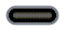 A Full-Featured Type‑C receptacle: an opening 8 by 2.5 millimeters with an insulator carrying many contacts floating in the center. (It is also possible for a Type‑C receptacle to simply be the insulator with contacts exposed, with no shell surrounding.) All contacts are present, twelve on each side of the flat insulator. Type‑C plugs only vary in which contacts are present inside so cannot be distinguished by touch.