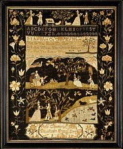 Sampler made by 12-year-old Patty Coggeshall of Rhode Island, dated 1792[26]