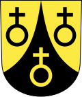 Three globi crucigeri in the coat of arms of Maschwanden in Switzerland