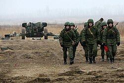 Russian artillerymen wearing EMR 6B23 (2014)