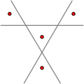4 points, 3 lines