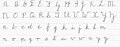 Handwritten cursive alphabet with all capitals first then all lowercase letters