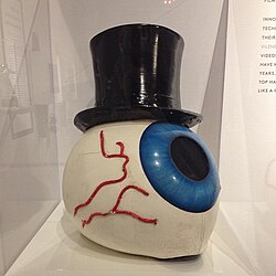 An eyeball helmet worn by the Residents in concert