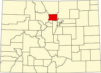 Map of Colorado highlighting Boulder County