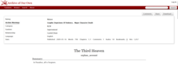 A screenshot of a work on Ao3 titled "The Third Heaven" with the summary reading "In paradise, all is forgiven." The fandom is Supernatural. The relationship tag is Dean Winchester/Castiel.