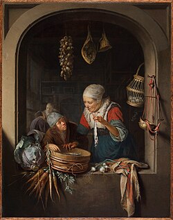 Gerrit Dou, The Herring Seller with a Young Boy