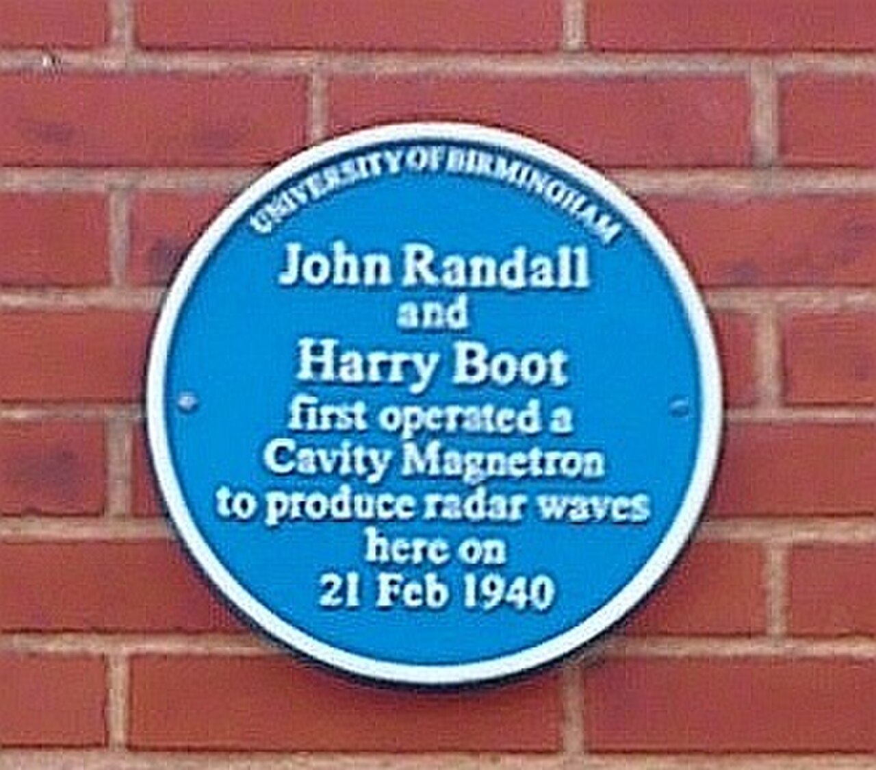 University of Birmingham - Poynting Physics Building - blue plaques group - Randall Boot.jpg