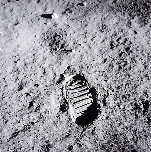 Buzz Aldrin's footprint at Tranquility Base (photograph by Aldrin)