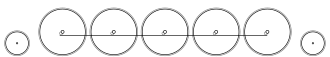 Diagram of one small leading wheel, five large driving wheels joined together with a coupling rod, and one small trailing wheel