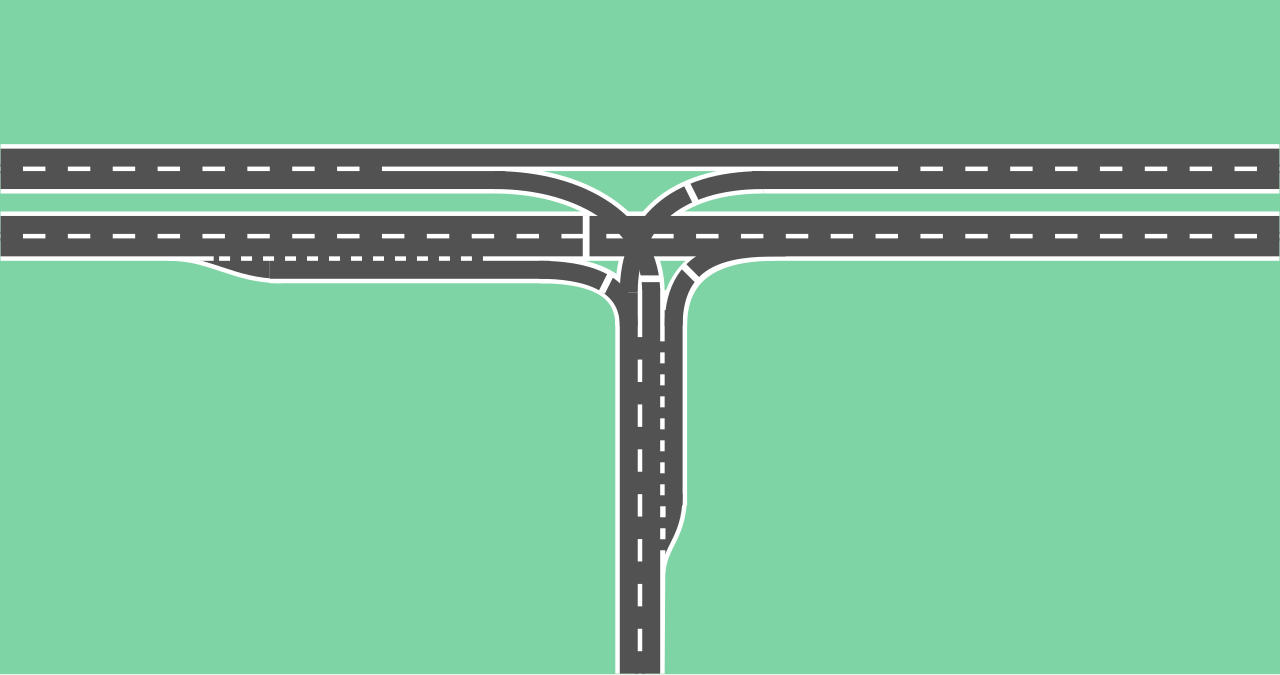 Seagull Continuous-Green-T Turbo-T Intersection right hand traffic.svg