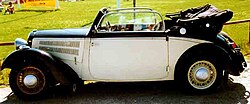 The DKW F7 Front Luxus Cabriolet, introduced in 1938, shared the 692 cc engine of the Meisterklasse.