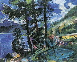 Walchensee with fountain, Lovis Corinth, 1923