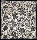 English blackwork cushion cover, late 16th century. Linen embroidered with silk and metallic thread, in a mix of counted and free-stitched stitches, including buttonhole, chain, double running, overcast, plaited braid, and square open work stitches. Art Institute of Chicago textile collection.