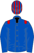 Royal blue, red epaulets, striped cap