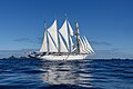Four-masted barquentine, Star Flyer, off Saint Barthélemy in the Caribbean.