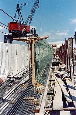 Form for concrete I-beam with tendons in lower portion