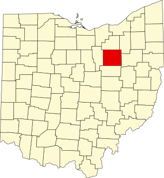 Map of Ohio highlighting Wayne County