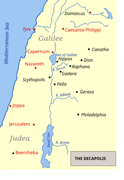 The ten cities of Decapolis marked in black italics