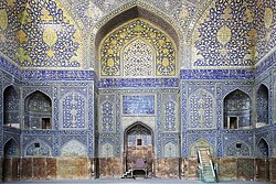 The Persian style prayer hall of the Shah Mosque in Isfahan, Iran