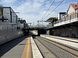 A modern, lowered train station