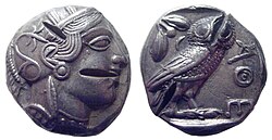 Athens tetradrachm with multiple test cuts