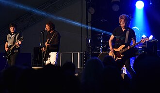 Buzzcocks in 2022 From left: Mani Perazzoli, Steve Diggle, Chris Remington and Danny Farrant (on drums).