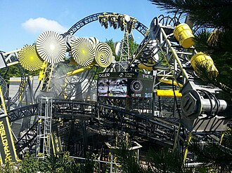 A look of the highly compact inversions that make up the smiler attraction.
