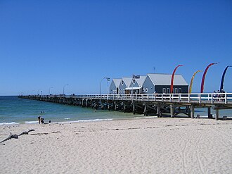 At 1,841 metres (6,040 ft), the Busselton Jetty is the longest wooden jetty (pier) in the Southern Hemisphere.