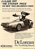 DeLorean clearance advertisement