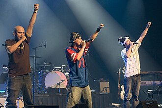 The three members of the band in concert at Francofolies 2011