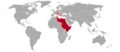 Map of Great Italy according to the 1940 fascist project in case Italy had won the World War II