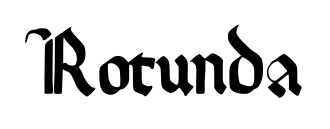 Calligraphic writing of the word "Rotunda" in the Italian script of same name.
