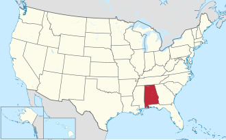 Location of Alabama within the United States