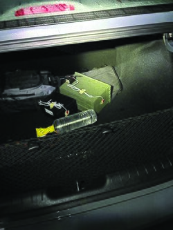 Improvised explosive devices in the car trunk of Crooks found by the FBI