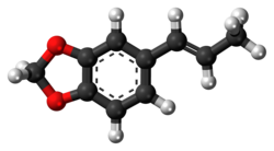 Ball-and-stick model of isosafrole