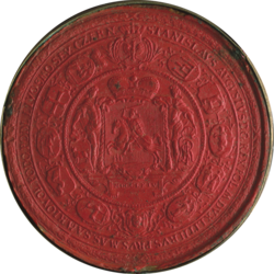 The Great Seal of Lithuania with Vytis (Waykimas) in the centre, used during the reign of Stanislaus II Augustus, 1764