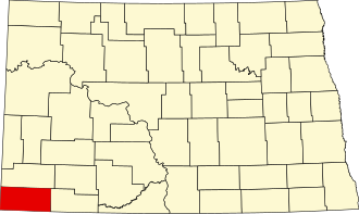 Map of North Dakota highlighting Bowman County