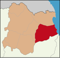 Map showing Vize District in Kırklareli Province