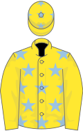 Yellow, light blue stars on body and cap