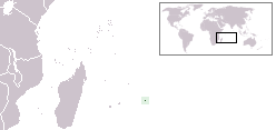 A map showing the location of Rodrigues, an island east of Madagascar in the Indian Ocean